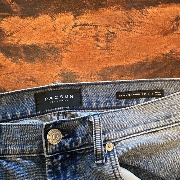 Pacsun Stacked Skinny Moto Jeans Size 31x32 - Picture 2 of 4